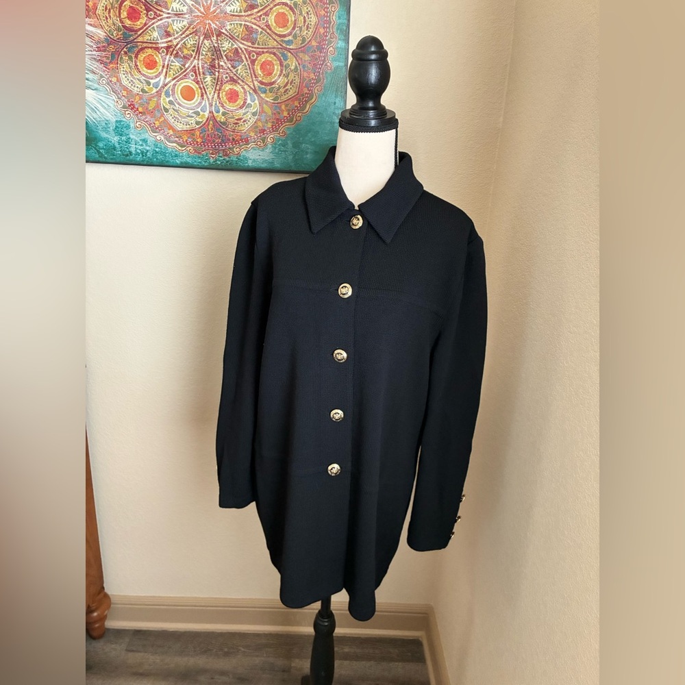 St. John Black Blazer with Gold Buttons